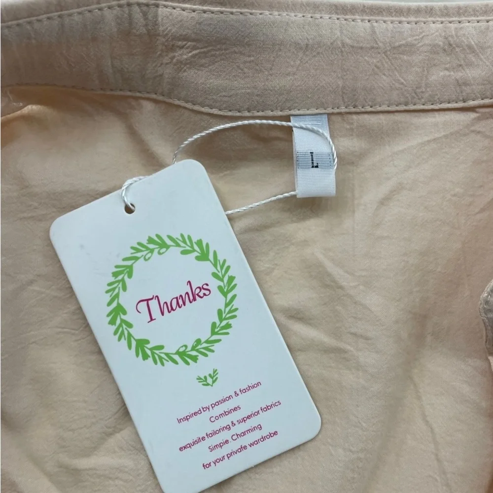 Summer Crop Top Short Sleeve Deep V Neck Sexy Front Tie Blouse,Peach,Large,New - Picture 4 of 6